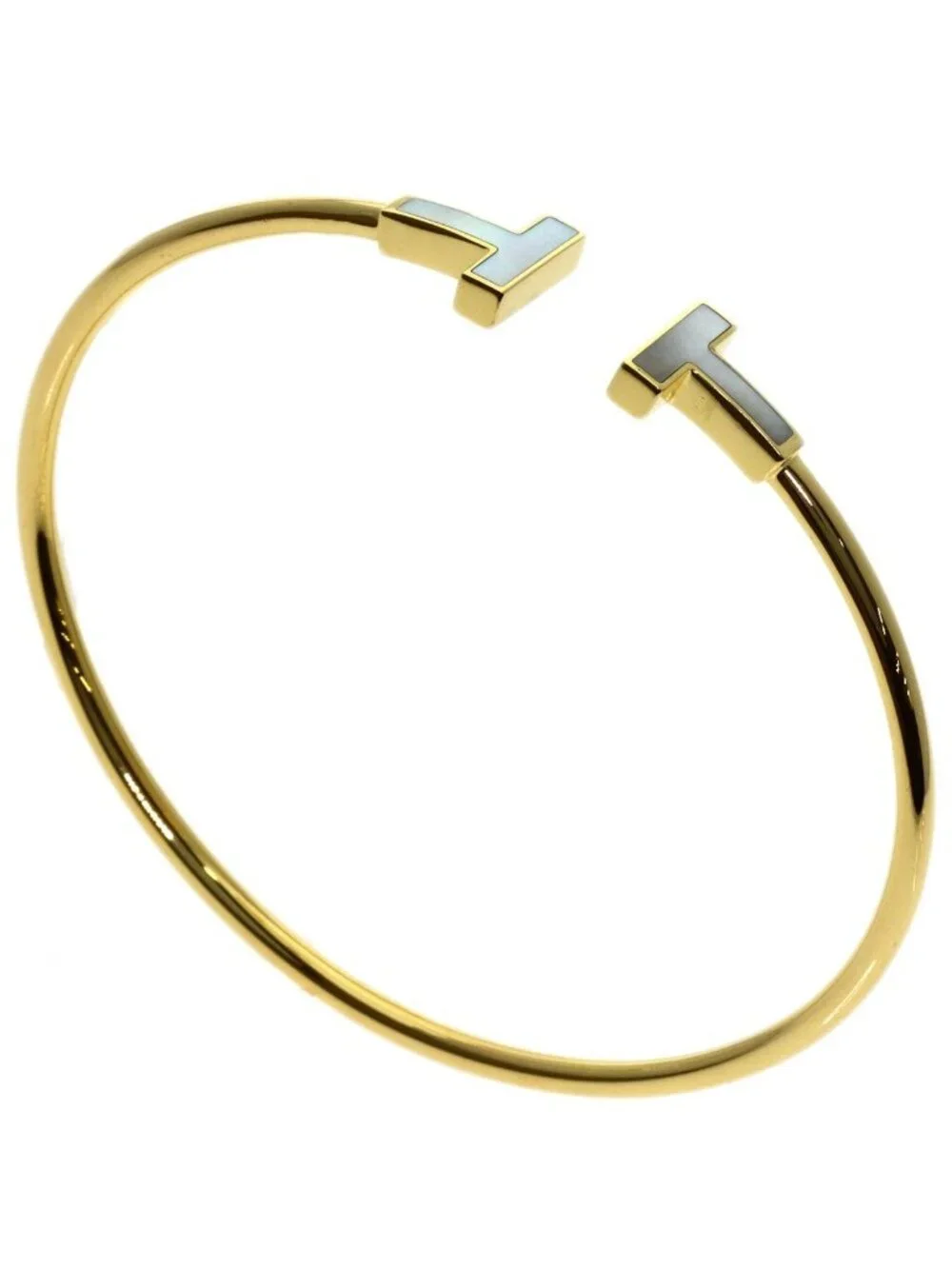 Tiffany & Co T Wire Shell Bracelet 18k Yellow Gold